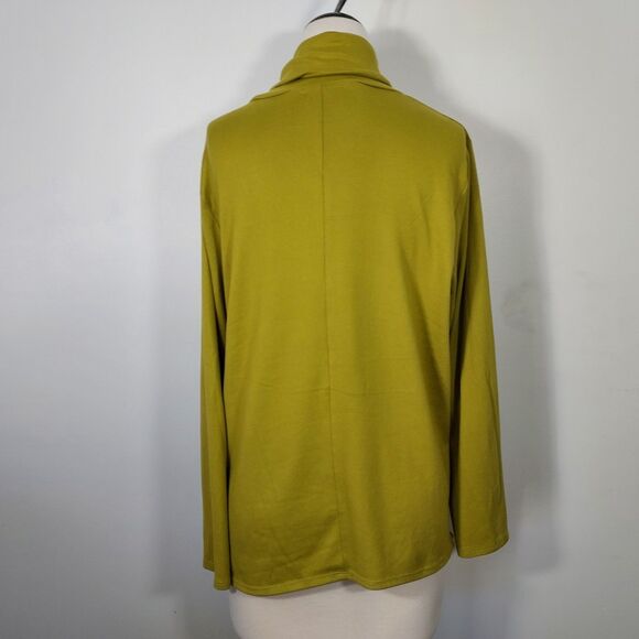 89th + Madison Turtleneck Shirt Top Mustard Yellow Stretch Long Sleeve Womens XL - Picture 6 of 11